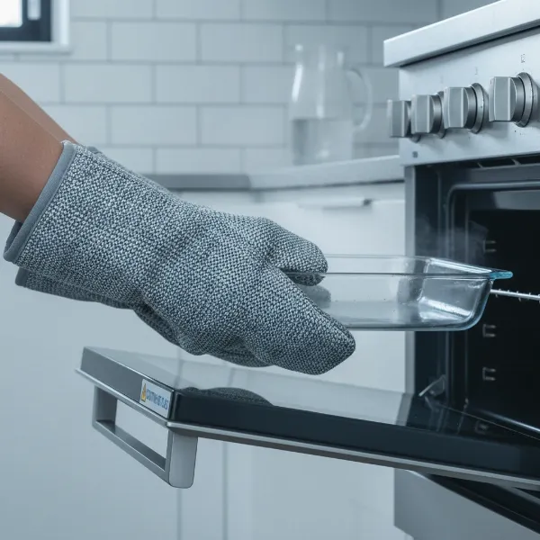 Hands carefully removing gas stove grates and burner caps from a cool stovetop, emphasizing safety before cleaning. 