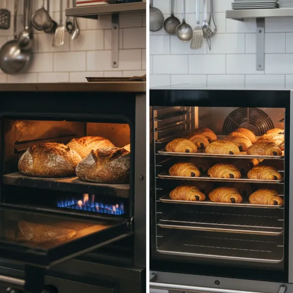 Gas vs electric oven comparison showing differences in baking and roasting performance